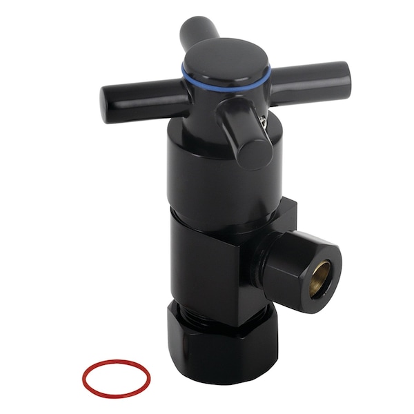 1/2" O.Dx3/8" O.D Anti-Sz Qrtr Turn Ceramic Cartridge Angle Stop, Blk